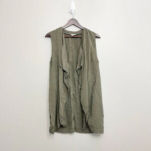 Artisan NY Cardigan Vest Size XS Women's Green Sleeveless Open Front Tencel
